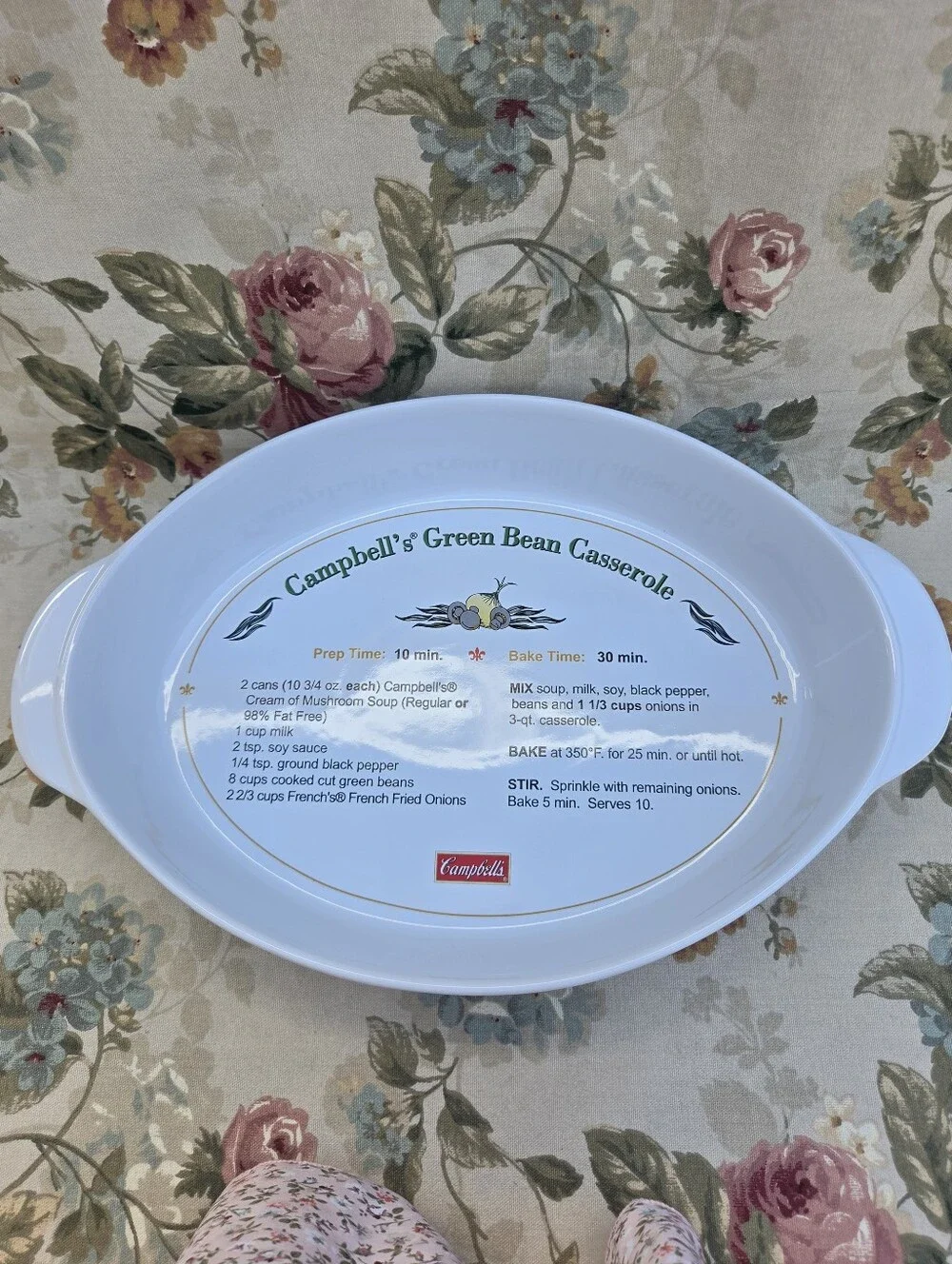 Vintage Campbell's Soup 2006 Green Bean Casserole Recipe Oval Baking Dish